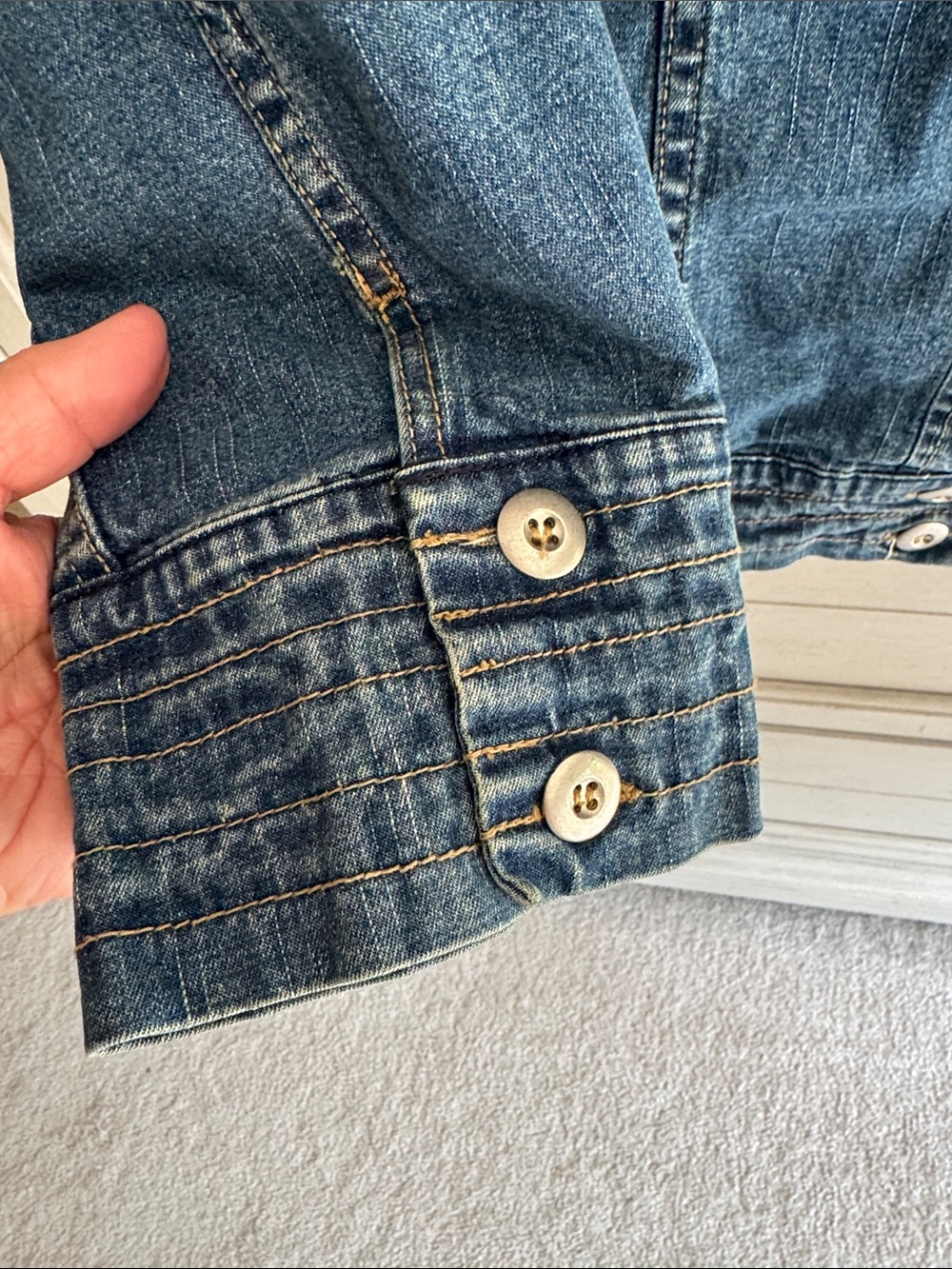 Christopher & Banks Medium Blue Denim Jean Jacket SZ Large - Picture 4 of 8